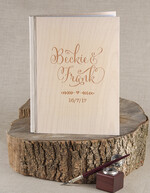 Księgi wpisów gości Drewniane  album ślubny personalizowany i księga gości weselnych w jednym, rustykalna drewniana okładka0