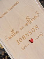 Księgi wpisów gości Drewniane  album ślubny do wpisów gości weslnych, okładka z drewna grawerowane imiona i data3