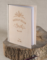 Księgi wpisów gości Drewniane  księga do wpisywania życzeń przez gości weselnych, grawer w drewnie wasze imiona i data1