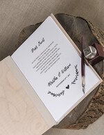 Księgi wpisów gości Drewniane  księga gości do wklejania zdjęć i wpisów gości weselnych, okładka z drewna grawerowane imiona i data5