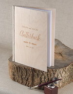 Księgi wpisów gości Drewniane  ksiega pamiątkowa na wpisy gości weselnych, grawerowana drewniana okładka0