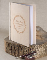 Księgi wpisów gości Drewniane  ksiega zyczen na wesele, drewniana z wygrawerowanymi imionami i datą1