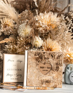 Księgi wpisów gości Drewniane  rustykalna księga z drewna, Drewniana korowa pamiątkowa książka księga wpisów gości weselnych grawerowane imiona i data w sercu3