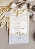 Zestawy Próbkowe próbki zaproszeń Próbka złote zaproszenia ślubne z perełkami, eleganckie zaproszenie na ślub w kalkowym etui,  złocone zaproszenie na ślub cywilny perły6