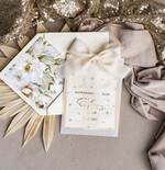 Zestawy Próbkowe próbki zaproszeń Próbka złote zaproszenia ślubne z perełkami, eleganckie zaproszenie na ślub w kalkowym etui,  złocone zaproszenie na ślub cywilny perły7