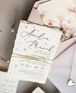 Zestawy Próbkowe próbki zaproszeń Próbka darte złocone zaproszenia ślubne z perełkami, różowe peonie zaproszenie na ślub z perełkam, rwane złocone zaproszenie na ślub cywilny perły i piwonie1