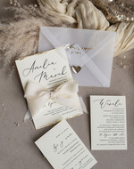 Zestawy Próbkowe próbki zaproszeń próbki zaproszeń ślubnych Złocone Zaproszenia Ślubne Minimalistyczne Zaproszenia na Ślub Eleganckie, Kremowe złote Zaproszenia Ślubne z szyfonową wstążką1