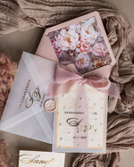 Zestawy Próbkowe próbki zaproszeń Próbka zaproszenia złote zaproszenia ślubne z perełkami, eleganckie zaproszenie na ślub w kalkowym etui, złocone zaproszenie na ślub cywilny perły, perełki na zaproszeniach ślubnych4