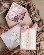 Zestawy Próbkowe próbki zaproszeń Próbka zaproszenia złote zaproszenia ślubne z perełkami, eleganckie zaproszenie na ślub w kalkowym etui, złocone zaproszenie na ślub cywilny perły, perełki na zaproszeniach ślubnych8