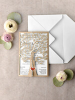 Zaproszenia ślubne Rustykalne i Natura Niezwykłe zaproszenia ślubne w stylu rustykalnym laserowo wycinanym drzewem, zaproszenie  na ślub drzewko laserowe1