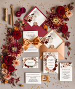 Zaproszenia ślubne Rustykalne i Natura Boho Jesienne Zaproszenia Ślubne Bordo Kwiaty  Zaproszenia na Rustykalny Ślub Boho Kwiaty  Zaproszenie na Ślub 3