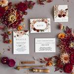 Zaproszenia ślubne Rustykalne i Natura Boho Jesienne Zaproszenia Ślubne Bordo Kwiaty  Zaproszenia na Rustykalny Ślub Boho Kwiaty  Zaproszenie na Ślub 5