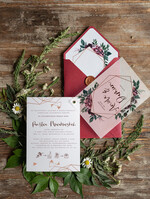 Zaproszenia ślubne Rustykalne i Natura nowoczesne zaproszenia ślubne bordowe rustykalne geometryczne kwiaty zaproszenie na ślub bordo koperta 3