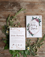 Zaproszenia ślubne Rustykalne i Natura nowoczesne zaproszenia ślubne bordowe rustykalne geometryczne kwiaty zaproszenie na ślub bordo koperta 4