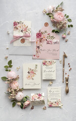 Zaproszenia ślubne Rustykalne i Natura Rustykalne zaproszenia ślubne  Boho kwiaty zaproszenie na ślub pastelowe kolory 1