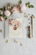 Zaproszenia ślubne Rustykalne i Natura Rustykalne zaproszenia ślubne  Boho kwiaty zaproszenie na ślub pastelowe kolory 2