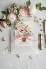 Zaproszenia ślubne Rustykalne i Natura Rustykalne zaproszenia ślubne  Boho kwiaty zaproszenie na ślub pastelowe kolory 4