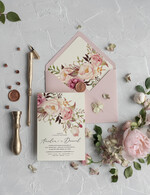 Zaproszenia ślubne Rustykalne i Natura Rustykalne zaproszenia ślubne  Boho kwiaty zaproszenie na ślub pastelowe kolory 0