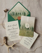 Zaproszenia ślubne Rustykalne i Natura nowoczesne zaproszenia ślubne, rustykalne ekologiczne zaproszenia slubne, zaproszenia z grafiką lasu, zaproszenia slubne z kalką 0