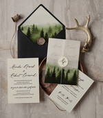 Zaproszenia ślubne Rustykalne i Natura niepowtarzalne zaproszenia ślubne, rustykalne ekologiczne na letnie wesele, zaproszenia z grafiką lasu, zaproszenia slubne z kalką 0