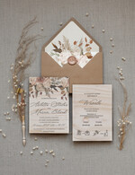 Zaproszenia ślubne Rustykalne i Natura zaproszenia ślubne boho druk treści na drewnie 0