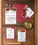 Zaproszenia ślubne Rustykalne i Natura bordowe kartki ślubne ręcznie robione eko rustykalne na wesele w zgodzie z naturą  0