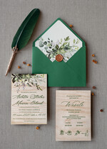 Zaproszenia ślubne Rustykalne i Natura rustykalne zaproszenia ślubne drewniane zaproszenie na ślub zielona koperta z eukaliptusem0