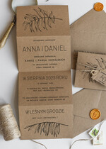 Zaproszenia ślubne Rustykalne i Natura Rustykalne Zaproszenia Ślubne Listki Składane Zaproszenia na Rustykalny Ślub w lesie Ekologiczne Zaproszenie na Ślub w zgodzie z naturą 2