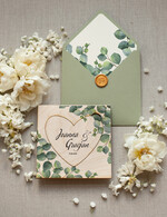 Zaproszenia ślubne Rustykalne i Natura drewniane rustykalne zaproszenia ślubne boho zaproszenie na ślub  z eukaliptusem 4