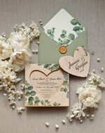 Zaproszenia ślubne Rustykalne i Natura drewniane rustykalne zaproszenia ślubne boho zaproszenie na ślub  z eukaliptusem 0