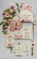 Zaproszenia ślubne Rustykalne i Natura eleganckie zaproszenia weselne w stylu rustykalnym z kwiatowym motywem i ekologiczną kopertą0
