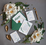 Zaproszenia ślubne Rustykalne i Natura Zielono Złote zaproszenia ślubne Zielona koperta Geometryczne Zaproszenie na Ślub z eukaliptusem8