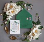 Zaproszenia ślubne Rustykalne i Natura Zielono Złote zaproszenia ślubne Zielona koperta Geometryczne Zaproszenie na Ślub z eukaliptusem15