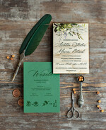 Zaproszenia ślubne Rustykalne i Natura drewniane rustykalne zaproszenia ślubne  boho zielone liście eukaliptusa zaproszenie na ślub 4