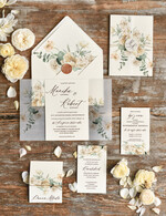 Zaproszenia ślubne Rustykalne i Natura Rustykalne Zaproszenia Ślubne Boho Róże  Zaproszenia na Rustykalny Ślub Boho Kwiaty  Zaproszenie na Ślub 0