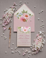 Zaproszenia ślubne Rustykalne i Natura drewniane zaproszenia ślubne boho w różowych kolorach 1