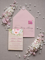 Zaproszenia ślubne Rustykalne i Natura drewniane zaproszenia ślubne boho w różowych kolorach 3