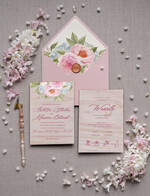 Zaproszenia ślubne Rustykalne i Natura drewniane zaproszenia ślubne boho w różowych kolorach 0