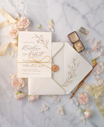Zaproszenia ślubne Rustykalne i Natura Proste Zaproszenia Ślubne Klasyczne Zaproszenia na Ślub Kremowe Minimalistyczne Zaproszenie na Ślub 0