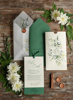 Zaproszenia ślubne Rustykalne i Natura minimalistyczne Zaproszenia ślubne rustykalne Boho zielone liście Zaproszenia na Ślub kalkowa koperta0