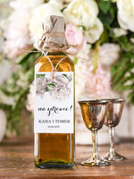 Zawieszki na butelki rustykalne etykieta na wódkę weselną, rustyklane dużo treści do wyboru0