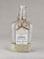 Zawieszki na butelki rustykalne etykieta na wódkę weselną, rustykalne z waszą treścią0