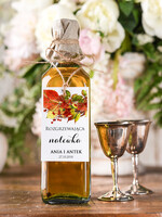 Zawieszki na butelki rustykalne etykiety na wódkę weselną, idealne na wesele w stodole0