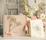 Księgi wpisów gości Boho/etno/pióra Księga wpisów gości z gipsówką na zdjęcia z instaxa, ksiega pamiątkowa na wpisy gości weselnych i zdjęcia z fotobudki 0