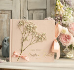 Księgi wpisów gości Boho/etno/pióra Księga wpisów gości z gipsówką na zdjęcia z instaxa, ksiega pamiątkowa na wpisy gości weselnych i zdjęcia z fotobudki 1