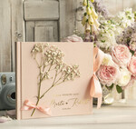 Księgi wpisów gości Boho/etno/pióra Księga wpisów gości z gipsówką na zdjęcia z instaxa, ksiega pamiątkowa na wpisy gości weselnych i zdjęcia z fotobudki 5