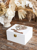 Pudełka Szkatułki na Obrączki szkatułki personalizowania szkatułka na obrączki ślubne biała szkatułka drewniane napisy 6
