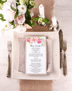 Menu boho karta dań weselnych menu weselne plan podawania posiłków, boho kwiaty wasze imiona0