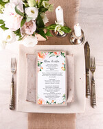 Menu boho menu weselne na stoły karta dań weselnych, w stylu boho wasza treść1