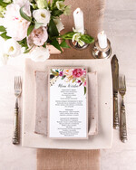 Menu boho ślubne menu z planem podawania dań wesenych, w stylu boho wasza treść1